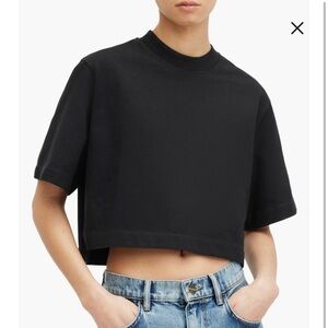 AllSaints Lottie Black Crop T-Shirt